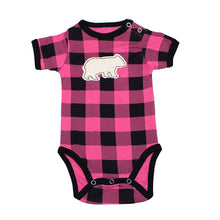Load image into Gallery viewer, Bear Plaid Pink Infant Creeper Onesie
