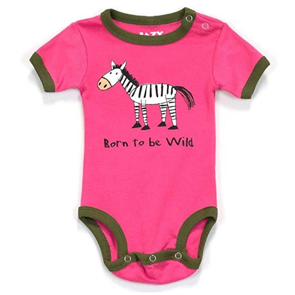 Born To Be Wild Pink Zebra Infant Creeper