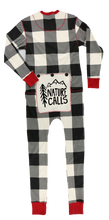 Load image into Gallery viewer, Nature Calls Grey Plaid Adult Onesie Flapjack
