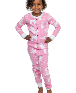 Classic Moose Kids & Youth Pink Onesie Flapjack