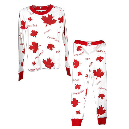 Canada Eh? Leaf - White -  Kids Pajamas