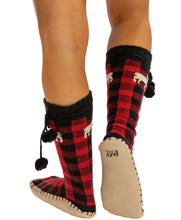 Load image into Gallery viewer, Moose Plaid Adult Mukluk Slipper
