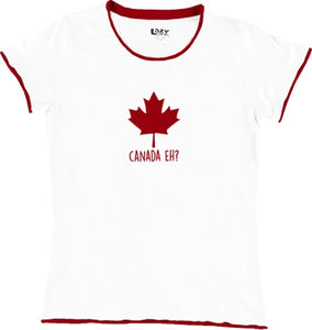 Canada Eh? Leaf White Women's Fitted Tee