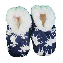 Load image into Gallery viewer, Classic Moose Blue Fuzzy Feet Slipper
