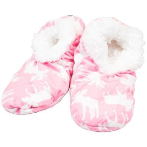 Classic Moose Pink Fuzzy Feet Slipper