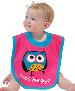 Hoo's Hungry Owl Pink Infant Bib