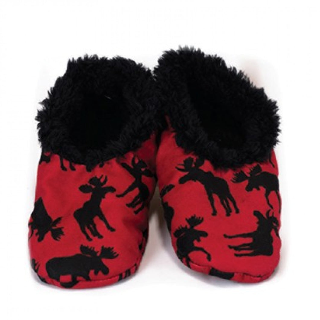 Classic Moose Red Fuzzy Feet Slipper