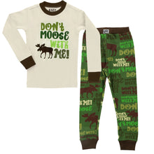 Load image into Gallery viewer, Don&#39;t Moose With Me Kid&#39;s Long Sleeve Green PJ&#39;s
