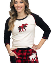 Load image into Gallery viewer, Moose Plaid Women&#39;s Fitted Tee
