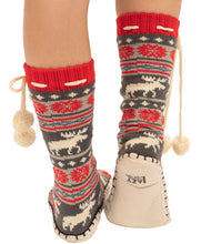 Load image into Gallery viewer, Moose Fair Isle Adult Mukluk Slipper
