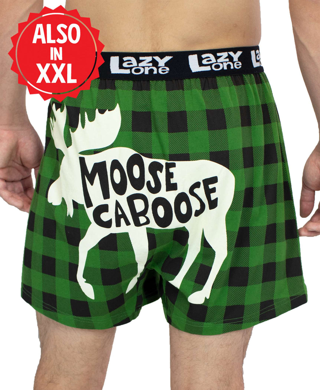 Moose Caboose Plaid Men's Comical Boxer