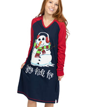 Load image into Gallery viewer, You Melt Me Women&#39;s Snowman Long-Sleeve V-neck Nightshirt
