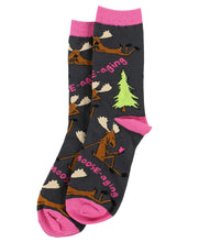 Load image into Gallery viewer, Text Moose-aging Crew Sock
