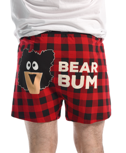 Bear Bum Plaid Men's Comical Boxers