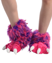Load image into Gallery viewer, Pink Monster Kids and Adults Paw Slipper
