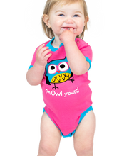 Load image into Gallery viewer, I&#39;m Owl Yours Pink Infant Creeper Onesie
