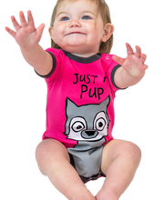 Load image into Gallery viewer, Just A Pup Wolf Pink Infant Creeper
