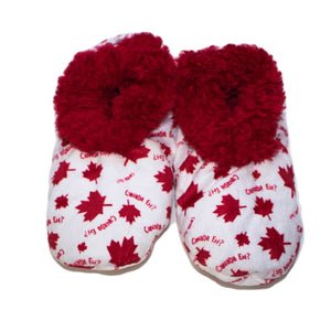 Canada Eh? White Fuzzy Feet Slippers