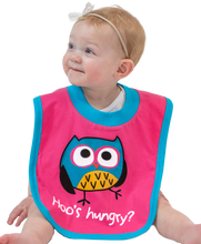 Load image into Gallery viewer, Hoo&#39;s Hungry Owl Pink Infant Bib
