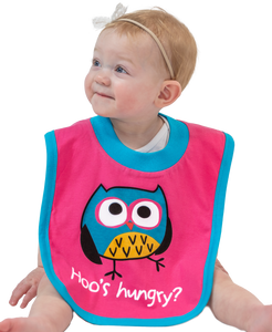 Hoo's Hungry Owl Pink Infant Bib