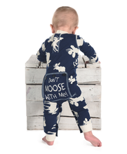 Load image into Gallery viewer, Classic Moose Infant Blue Onesie Flapjack
