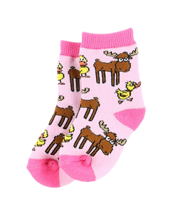 Duck Duck Moose Pink Infant Socks