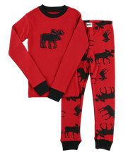 Load image into Gallery viewer, Red Classic Moose Kid&#39;s Long Sleeve PJ&#39;s
