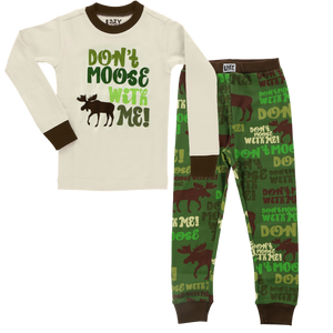 Don't Moose With Me Kid's Long Sleeve Green PJ's