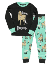 Load image into Gallery viewer, Pasture Bedtime Mint Horse PJ Set
