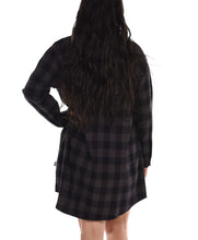 Load image into Gallery viewer, Grey Plaid Flannel Button Nightshirt
