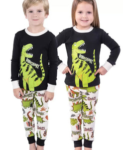 Dinosnore Green Kid's Long Sleeve PJ's