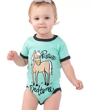 Load image into Gallery viewer, Pasture Bedtime Mint Horse Infant Creeper Onesie
