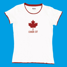 Load image into Gallery viewer, Canada Eh? Leaf White Women&#39;s Fitted Tee
